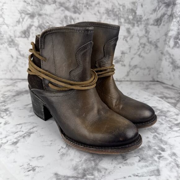 Freebird Steven Casey Heel Ankle Boot Size 7 Cognac Brown Leather Western Boho - Picture 1 of 9